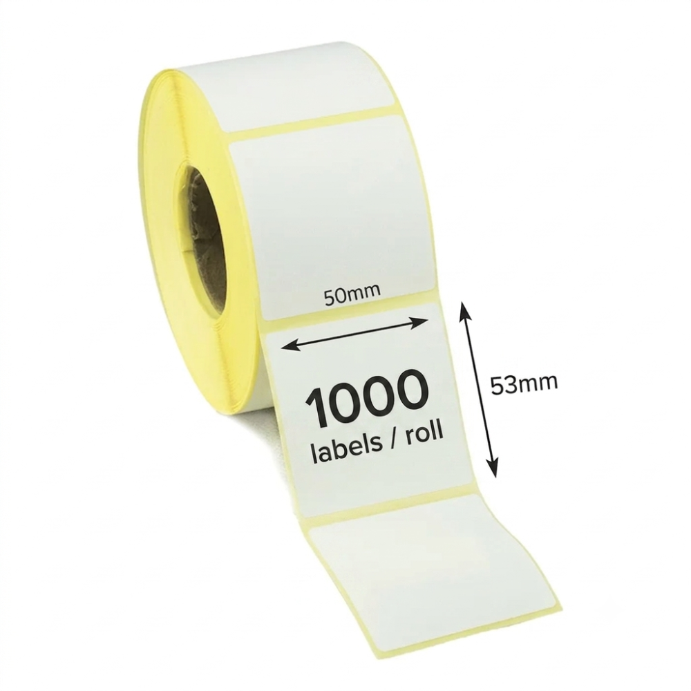 Thermal labels roll size 50mm x 53mm 1000 labels/roll core76